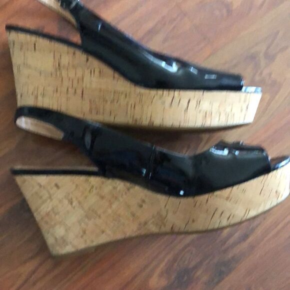 Coach patent leather and cork wedges size 9.5 black - Picture 9 of 15